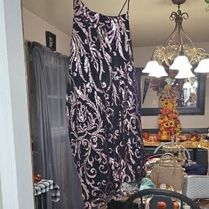 Chic Asymmetrical Black and Pink Dress